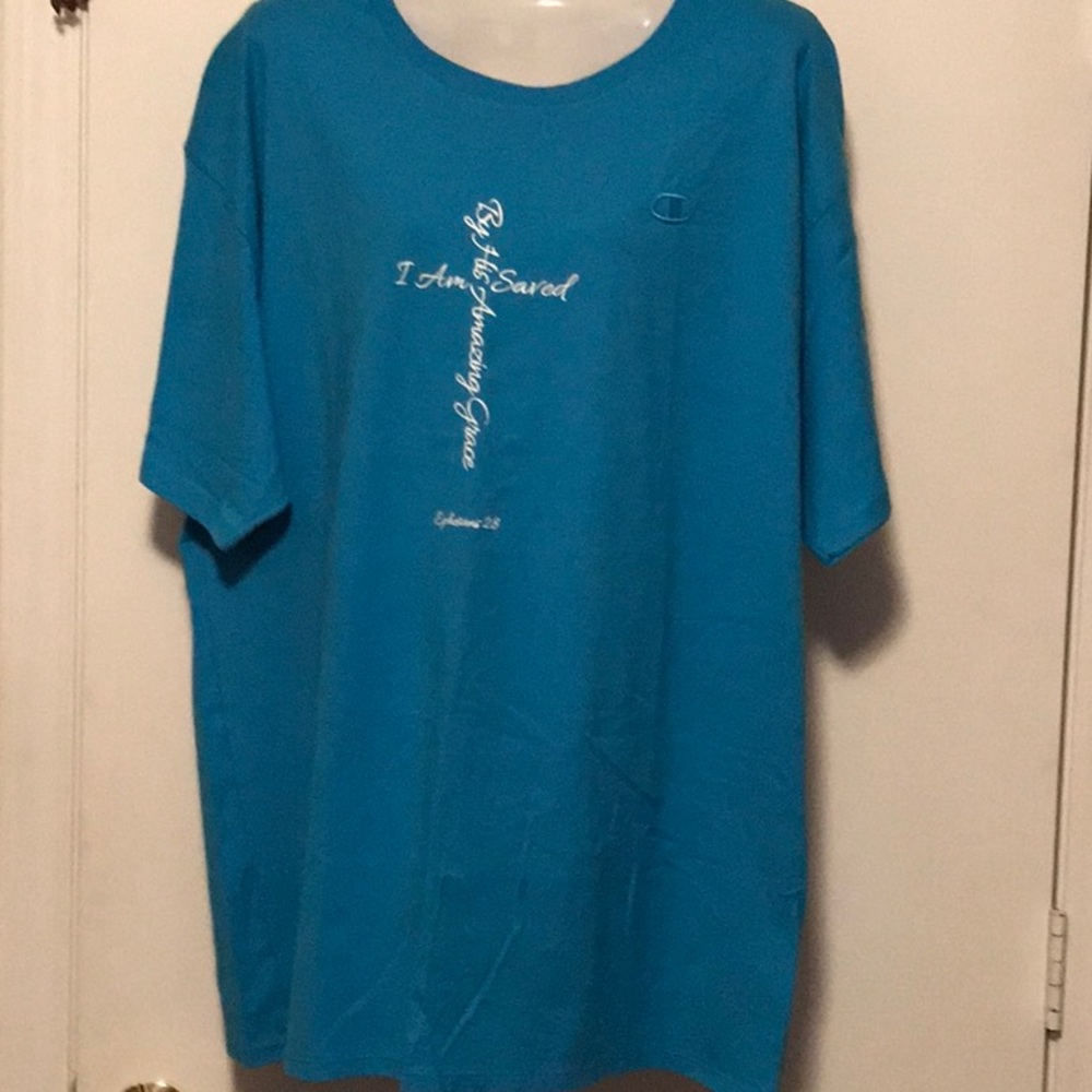 NWOT Champion Crew neck T shirt, I AM SAVED